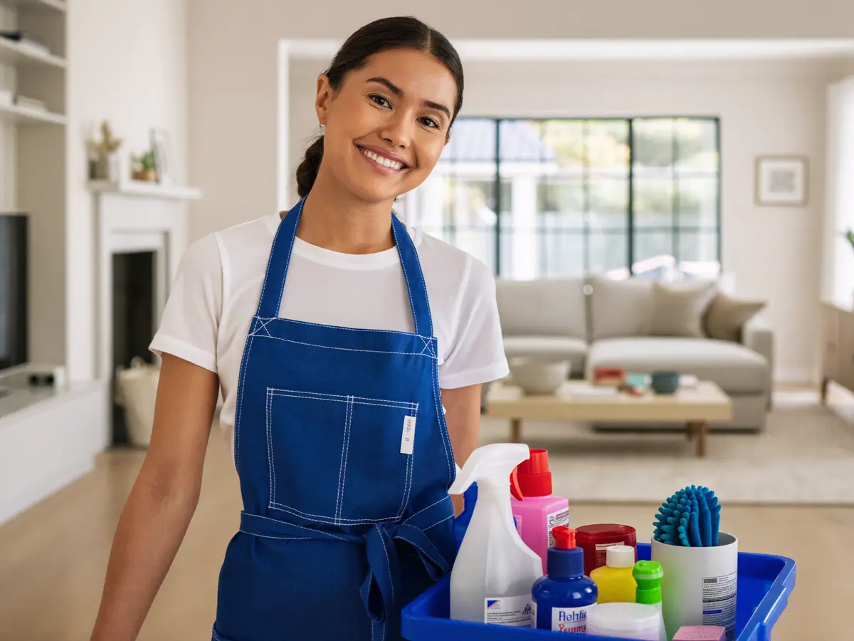 A friendly, trusted Handee pro in a cobalt apron
